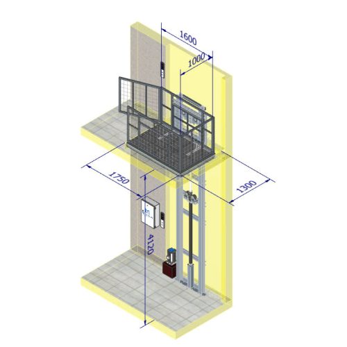 thiết kế thang nâng hàng 2 trụ