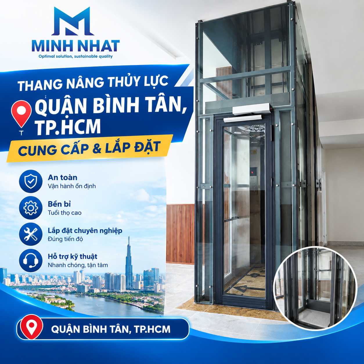 Thang nâng hàng thủy lực quân Bình Tân, HCM