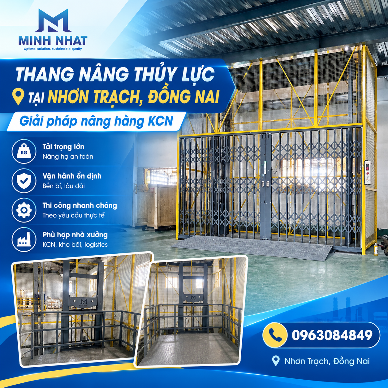 Thang nâng hàng thủy lực tại Nhơn Trạch, Đồng Nai