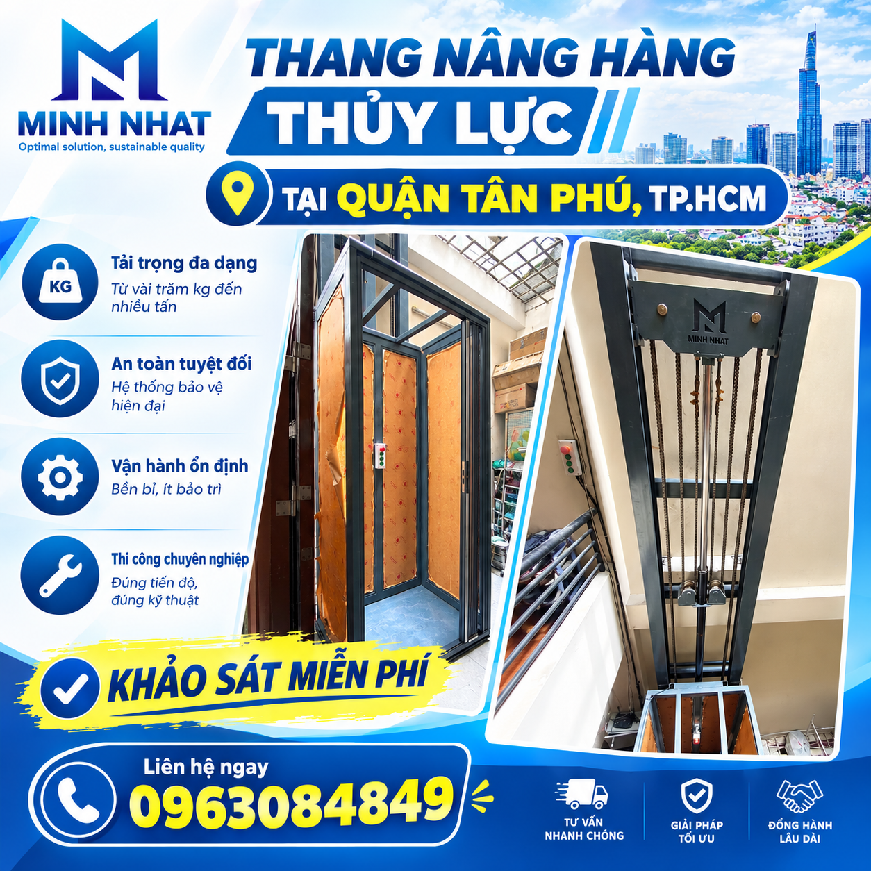 Thang nâng hàng thủy lực tại Tân Phú, HCM