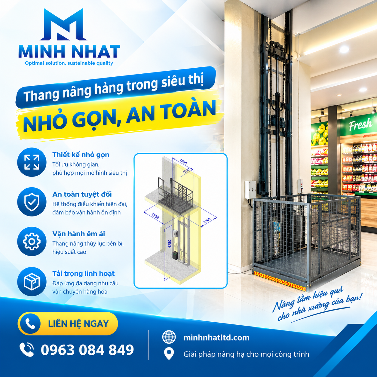 Thang nâng hàng trong siêu thị