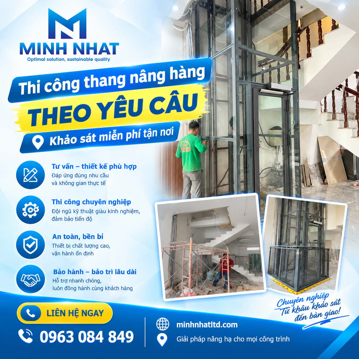 Thi công thang nâng hàng theo yêu cầu